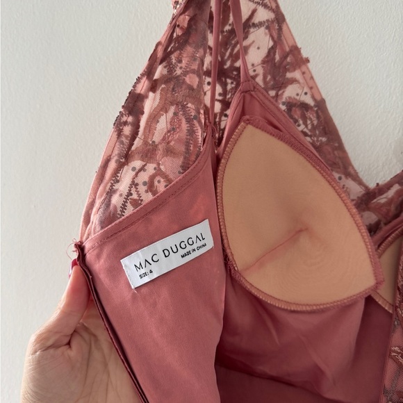 MAC DUGGAL NWT Pink Embroidered Illusion Cap Sleeve A Line Gown 4 - Picture 8 of 13